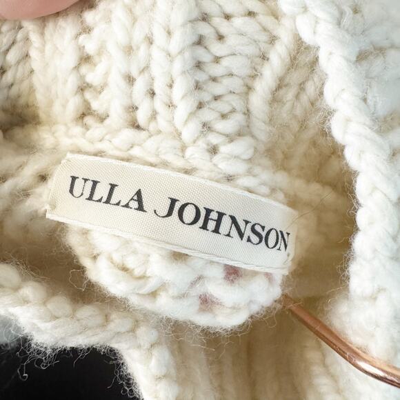 Ulla Johnson Frida Cable Knit Wool Turtleneck Tunic Sweater Cream XS/S - Picture 9 of 15
